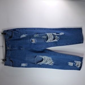 Shein Curve Destroyed Front Light Blue Jeans Size 1XL